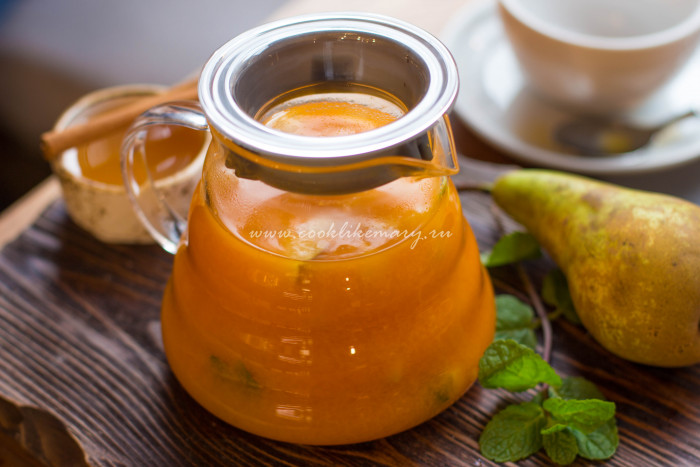 Облепиховый чай с мятой и грушей, пошаговый рецепт с фото