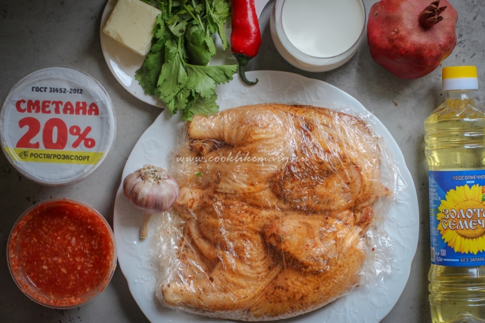 Цыплёнок и ингредиенты